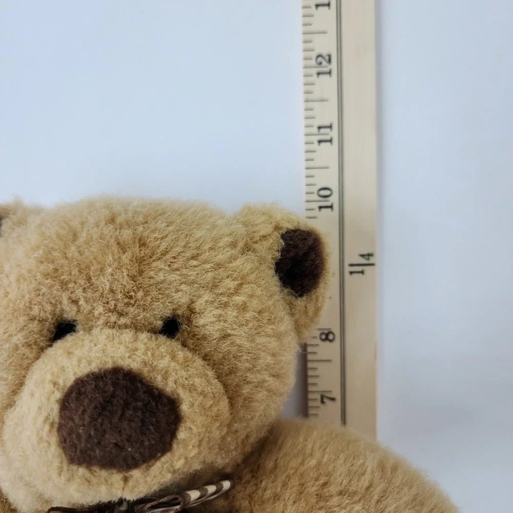 Classic Tan Plush Teddy Bear with Gingham Checkered Bow 10 Inch Stuffed‎ Animal